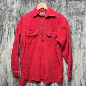 Vintage 90s Marlboro Corduroy Zip Up Long Sleeve Shirt S Pullover Cigarette